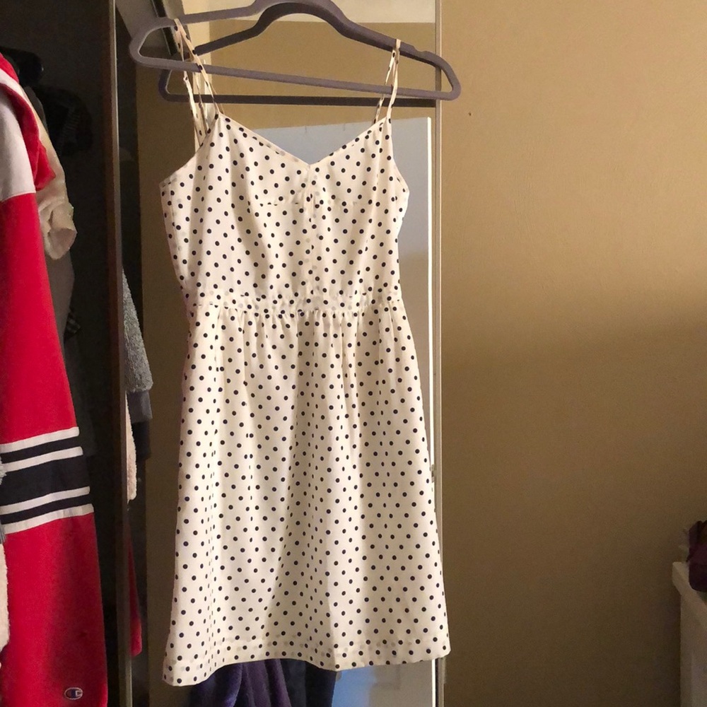 J crew white and black polka dot dress